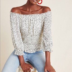 Anthropologie Lucia off the shoulder top polka dot NWT size M